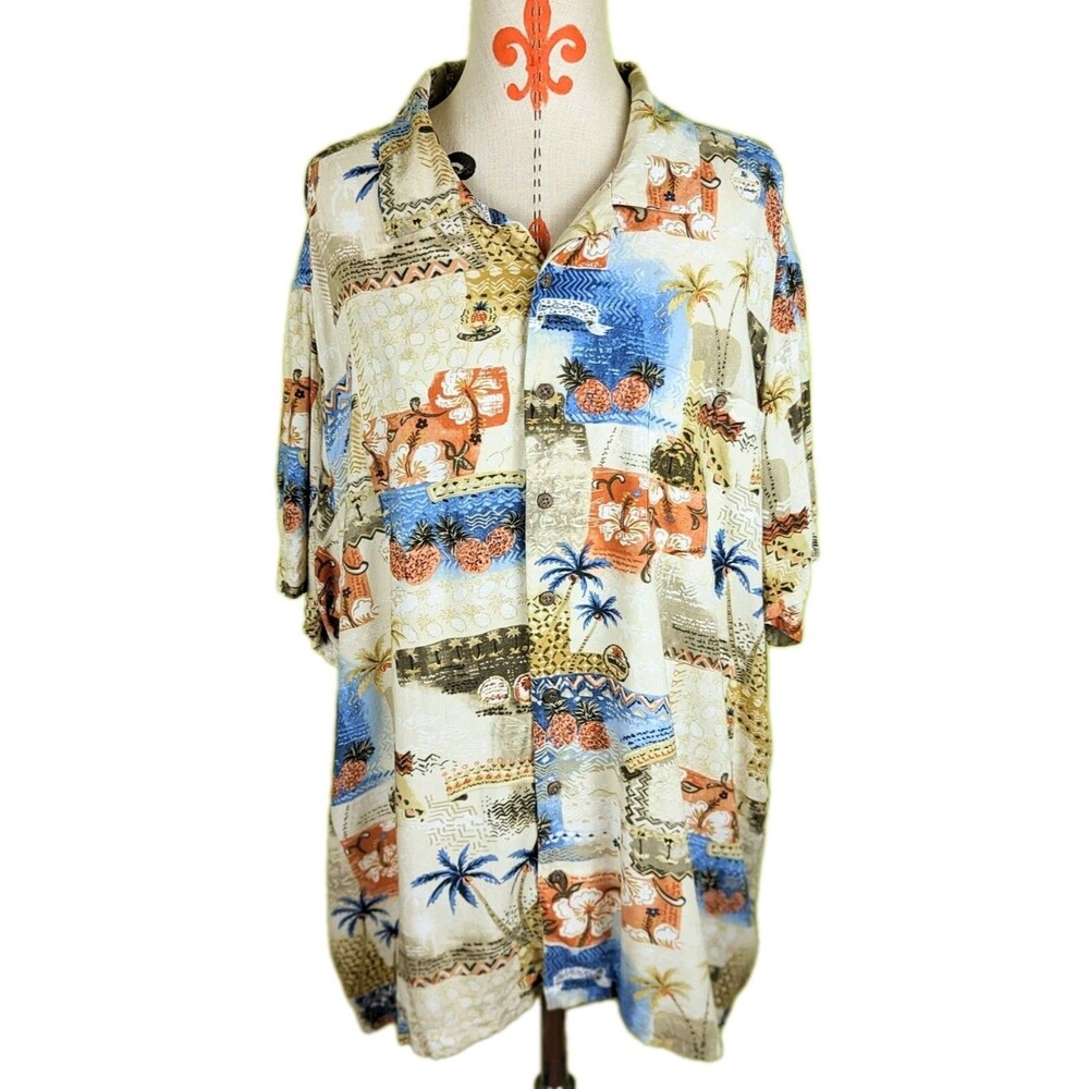 Saddlebred Hawaiian Shirt Tropical Short Sleeve Beach Island Rayon Men's 3XL